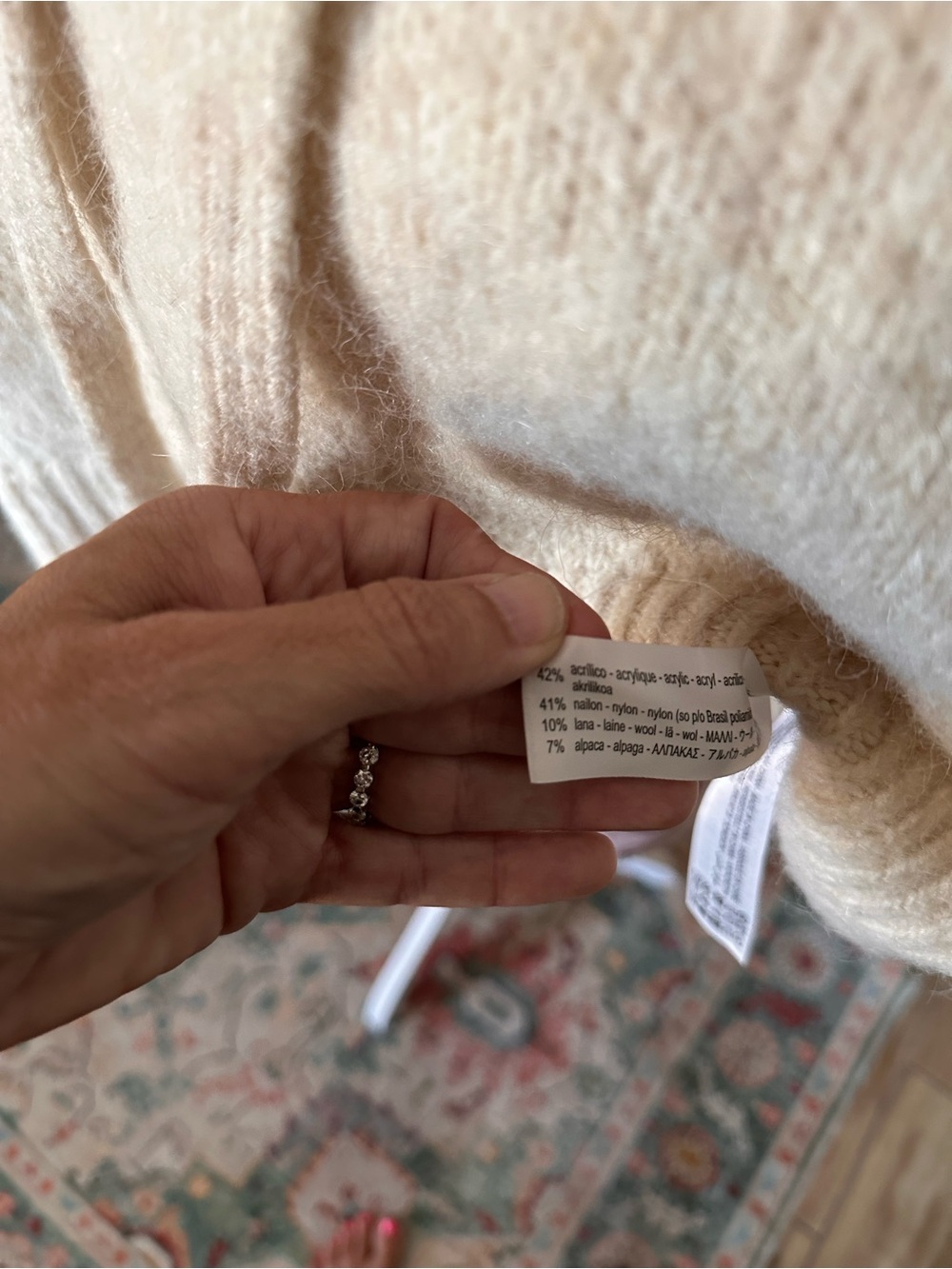Zara cropped Cream Knit Hoodie Sweater - Picture 4 of 6